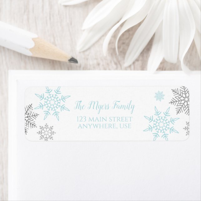 Winter Onederland Blue Silver snowflake Label (Insitu)
