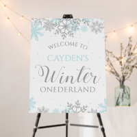Winter Onederland BLUE Silver Snowflake Welcome