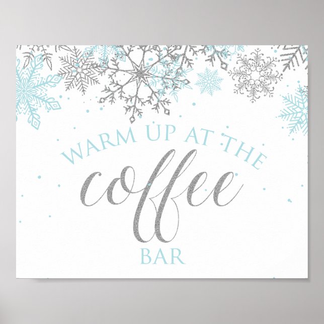 Winter Onederland blue Snowflake Coffee Sign (Front)
