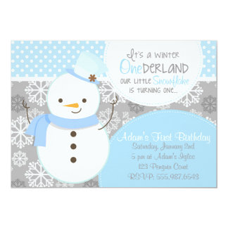 Custom Invitations More Designs Collections On Zazzle Winter Onederland Blue Snowman Invitation