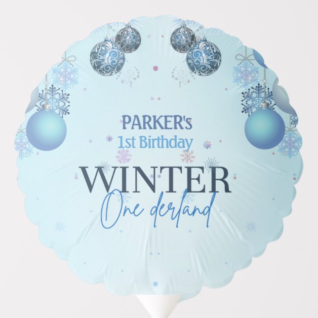 Winter onederland blue Watercolor  Balloon (Front)