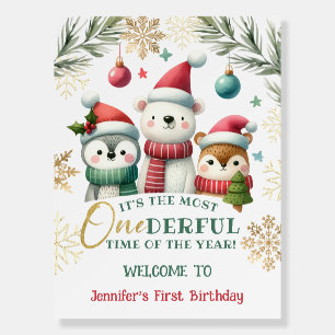 Winter Onederland Boho Snow Animals 1st Birthday Foam Board
