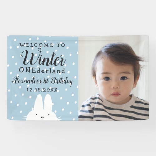 Winter Onederland Boy 1st Birthday Banner