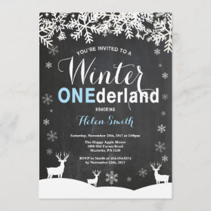 Winter Onederland Boy 1st Birthday Invitation