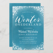 Winter Onederland Boy 1st Birthday Party Invitation (Front/Back)
