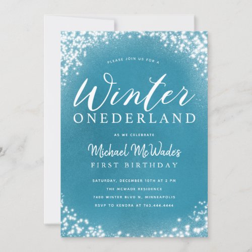 Winter Onederland Boy 1st Birthday Party Invitation