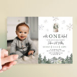 Winter Onederland Boy 1st Birthday Photo Invitation<br><div class="desc">Mountain Winter Onederland 1st Birthday Party Photo Invitations</div>