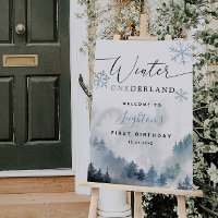 Winter ONEderland Boy 1st Birthday Welcome Sign