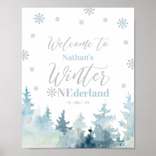 Winter onederland Boy 1st Birthday Welcome Sign