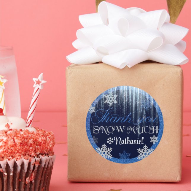 Winter ONEderland Boy Birthday Classic Round Sticker (Party)