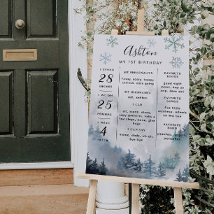 Winter Onederland Boy Birthday Milestone Board