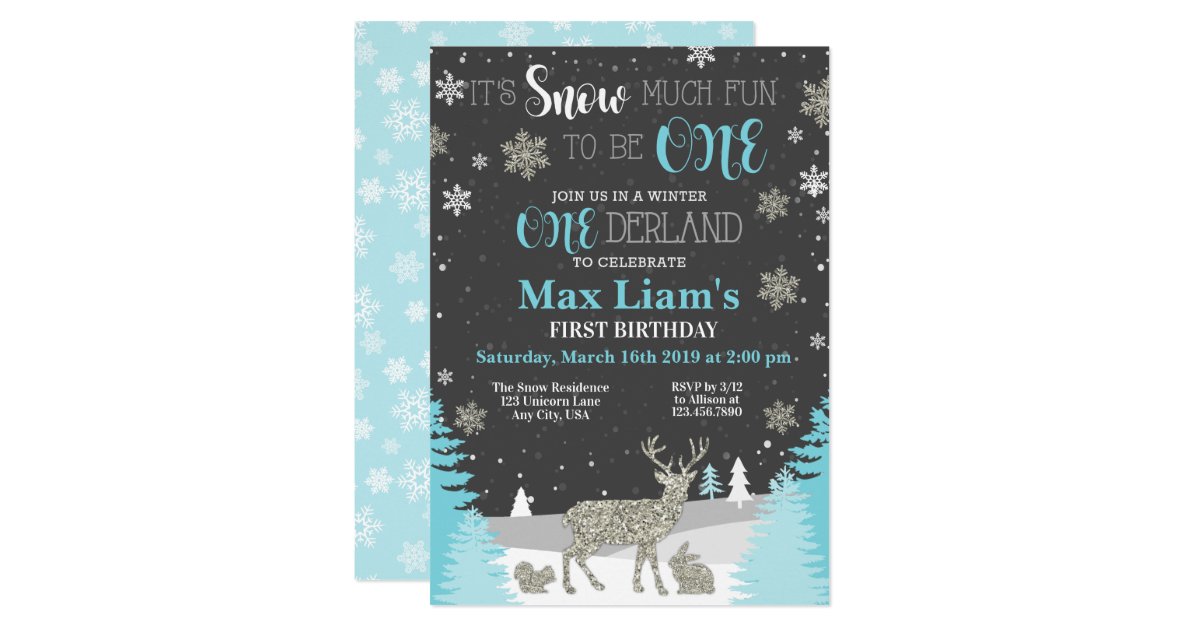 Winter Onederland Boy First Birthday Invitation Zazzle Com