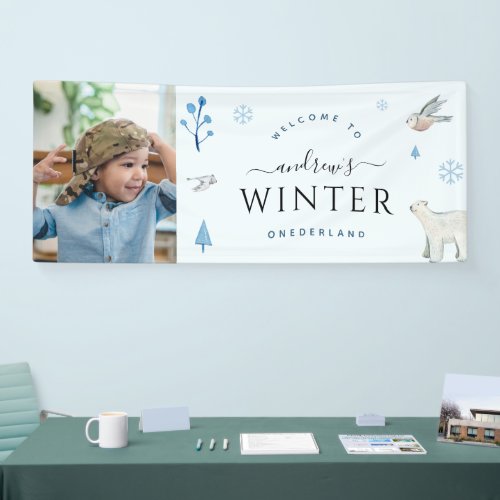 Winter Onederland Boy Photo Winter 1st Birthday Banner