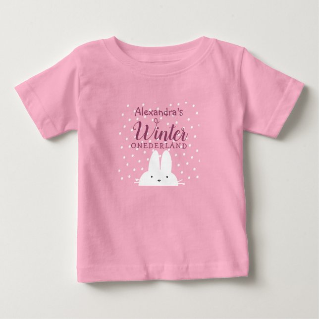 Winter Onederland Bunny 1st Birthday  Baby T-Shirt (Front)