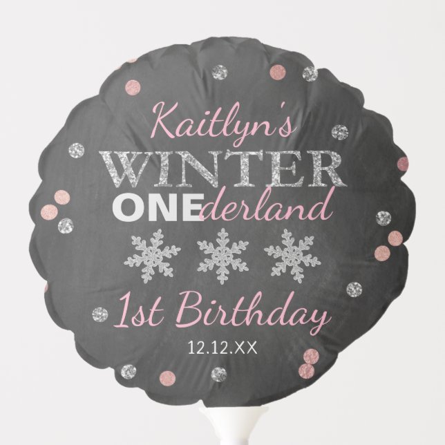Winter ONEderland Chalkboard 1st Birthday Balloon (Front)