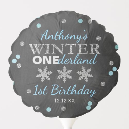 Winter ONEderland Chalkboard 1st Birthday Balloon