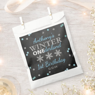 Winter ONEderland Chalkboard 1st Birthday Favor Bag