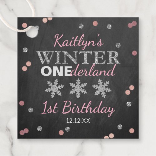 Winter ONEderland Chalkboard 1st Birthday Favor Tags