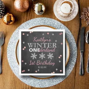 Winter ONEderland Chalkboard 1st Birthday Napkins