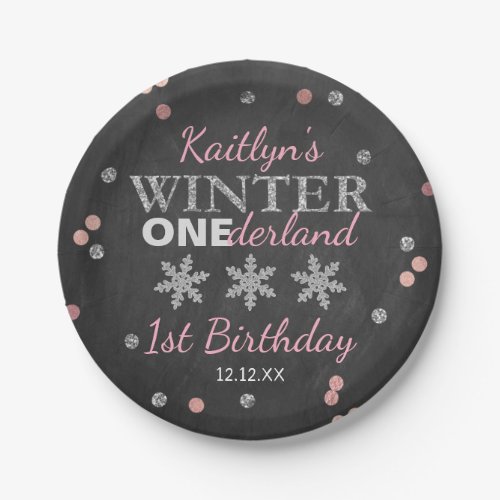 Winter ONEderland Chalkboard 1st Birthday Paper Plates
