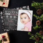 Winter ONEderland Chalkboard 1st Birthday Photo Invitation<br><div class="desc">Celebrate in style with these trendy winter ONEderland 1st birthday invitations. This design is easy to personalize with your special event wording and your guests will be thrilled when they receive these fabulous invites.</div>