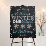 Winter ONEderland Chalkboard 1st Birthday Welcome Foam Board<br><div class="desc">Celebrate in style with this trendy 1st birthday welcome sign. The design is easy to personalize with your own wording and your family and friends will be thrilled when they see this fabulous party sign. Matching party items can be found in the collection.</div>