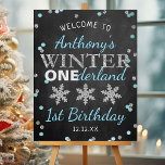 Winter ONEderland Chalkboard 1st Birthday Welcome Foam Board<br><div class="desc">Celebrate in style with this trendy 1st birthday welcome sign. The design is easy to personalize with your own wording and your family and friends will be thrilled when they see this fabulous party sign. Matching party items can be found in the collection.</div>