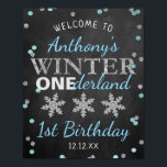 Winter ONEderland Chalkboard 1st Birthday Welcome Poster<br><div class="desc">Celebrate in style with this trendy 1st birthday welcome sign. The design is easy to personalize with your own wording and your family and friends will be thrilled when they see this fabulous party sign. Matching party items can be found in the collection.</div>