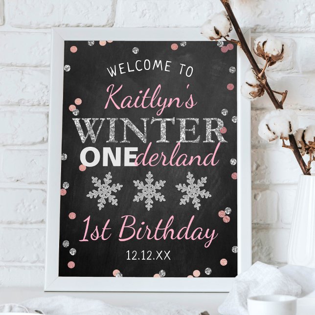 Winter ONEderland Chalkboard 1st Birthday Welcome Poster (Creator Uploaded)