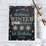Winter ONEderland Chalkboard 1st Birthday Welcome Poster<br><div class="desc">Celebrate in style with this trendy 1st birthday welcome sign. The design is easy to personalize with your own wording and your family and friends will be thrilled when they see this fabulous party sign. Matching party items can be found in the collection.</div>