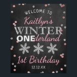 Winter ONEderland Chalkboard 1st Birthday Welcome Poster<br><div class="desc">Celebrate in style with this trendy 1st birthday welcome sign. The design is easy to personalize with your own wording and your family and friends will be thrilled when they see this fabulous party sign. Matching party items can be found in the collection.</div>