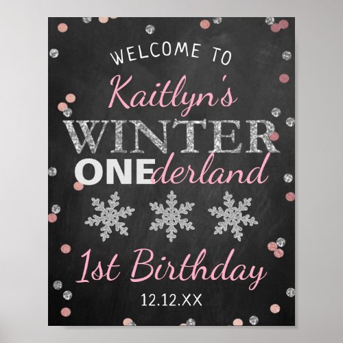 Winter ONEderland Chalkboard 1st Birthday Welcome Poster