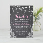 Winter ONEderland Chalkboard Baby First Birthday Invitation (Standing Front)