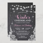 Winter ONEderland Chalkboard Baby First Birthday Invitation (Front/Back)