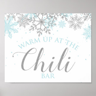 Winter Onederland Chili Bar Sign Blue Snowflakes