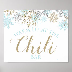 Winter Onederland Chili Bar Sign Blue Snowflakes