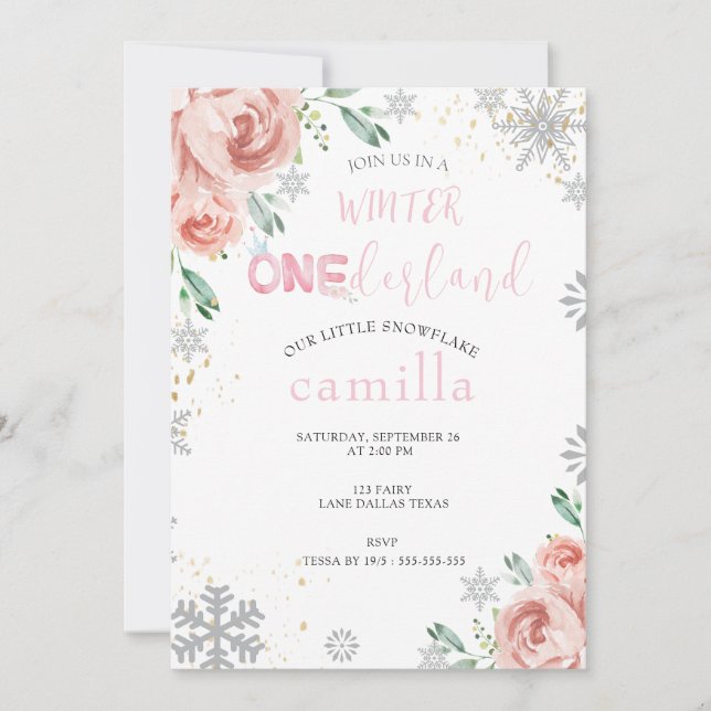 Winter Onederland Christmas Baby  1st Birthday  Invitation (Front)