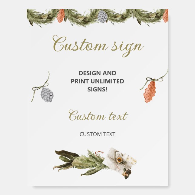 Winter Onederland Christmas Birthday Custom Sign (Front)