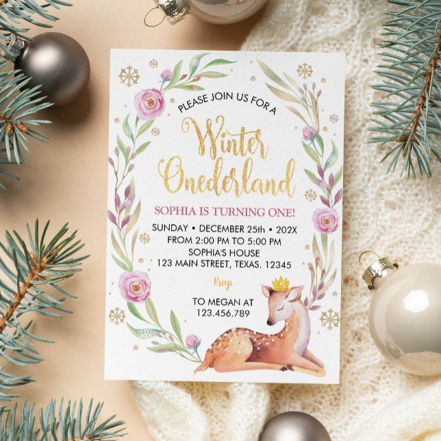 Winter Onederland Christmas Birthday Invitation (Creator Uploaded)