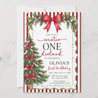 Winter Onederland Christmas Birthday Invitation