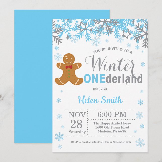Winter Onederland Christmas Boy 1st Birthday Invitation (Front/Back)