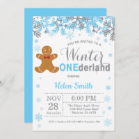 Winter Onederland Christmas Boy 1st Birthday Invitation