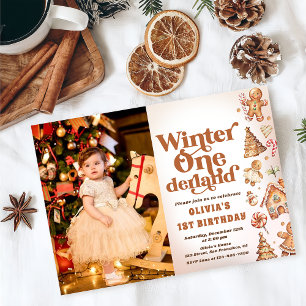 Winter Onederland Christmas Cookie Birthday Photo Invitation