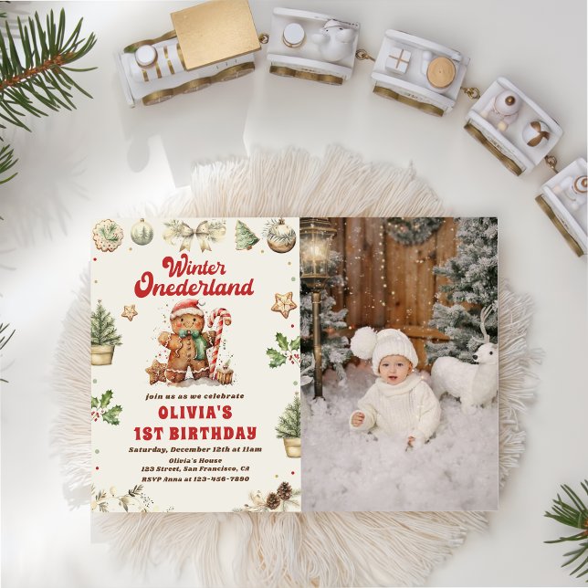 Winter Onederland Christmas Cookie Birthday Photo Invitation (Creator Uploaded)