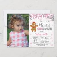 Winter Onederland Christmas Girl 1st Birthday Invitation