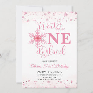 Winter Onederland Christmas Girl Birthday Party Invitation