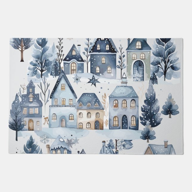 Winter Onederland Christmas Houses Birthday Doormat (Front)