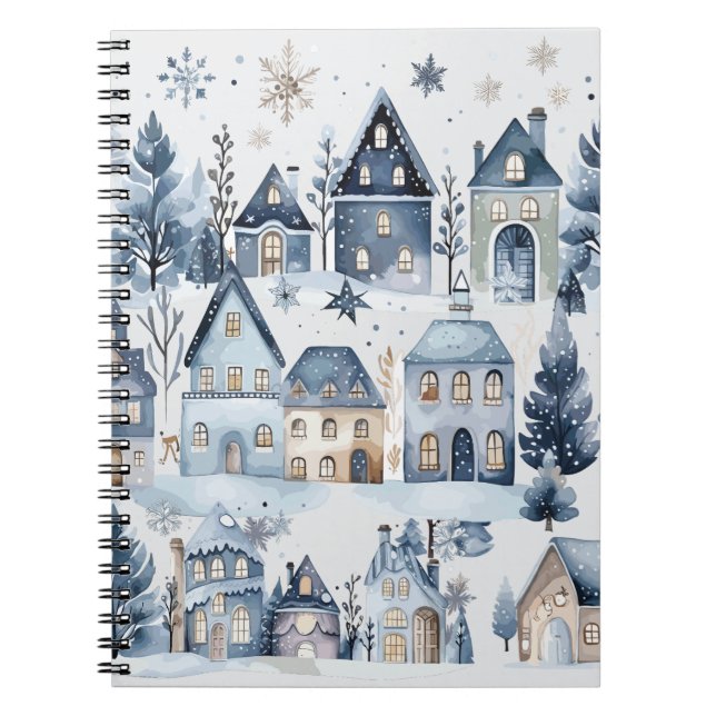 Winter Onederland Christmas Houses Birthday Notebook (Front)