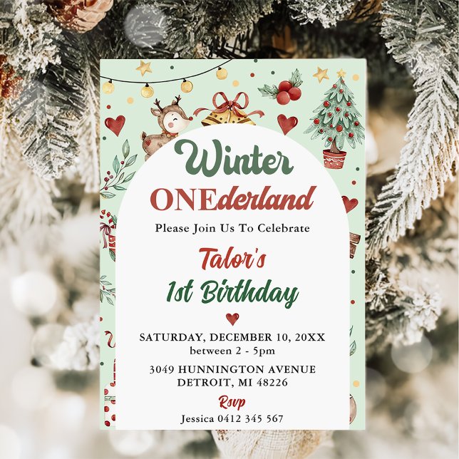 Winter Onederland Christmas Reindeer 1st Birthday Invitation (Creator Uploaded)