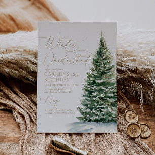Winter Onederland Christmas Tree 1st Birthday Invitation